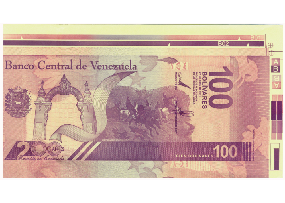 Prueba Calibración Impresión Billete 100 Bolívares 2021 - Numisfila