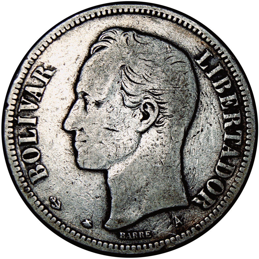 Venezolano 1876 Moneda de Plata - Popularmente 1er Fuerte  - Numisfila