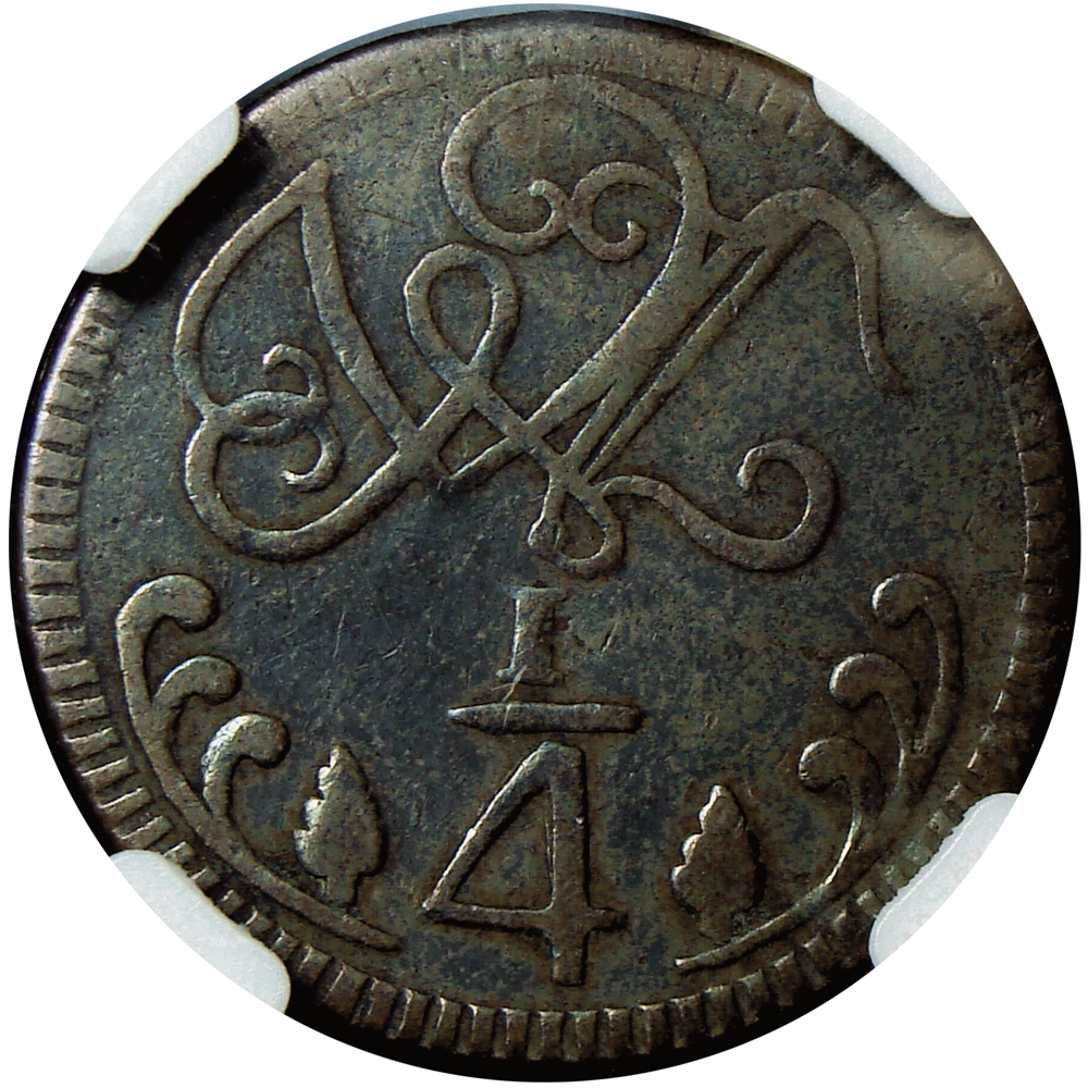 Moneda Caracas ¼ Real de Cobre - Cuartillo 1818 NGC VF20 BN  - Numisfila