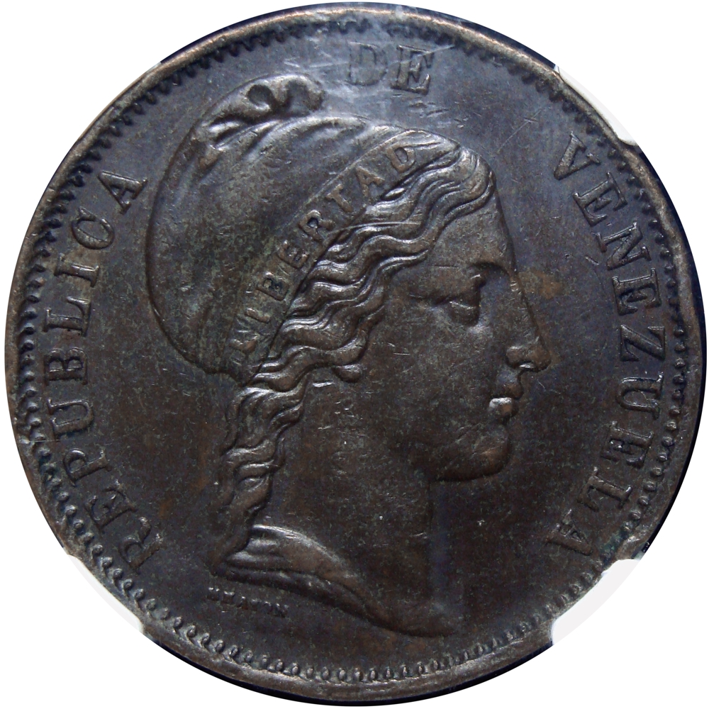 Moneda Centavo Monaguero 1852 Libertad Heaton 31.5 mm NGC AU Details  - Numisfila