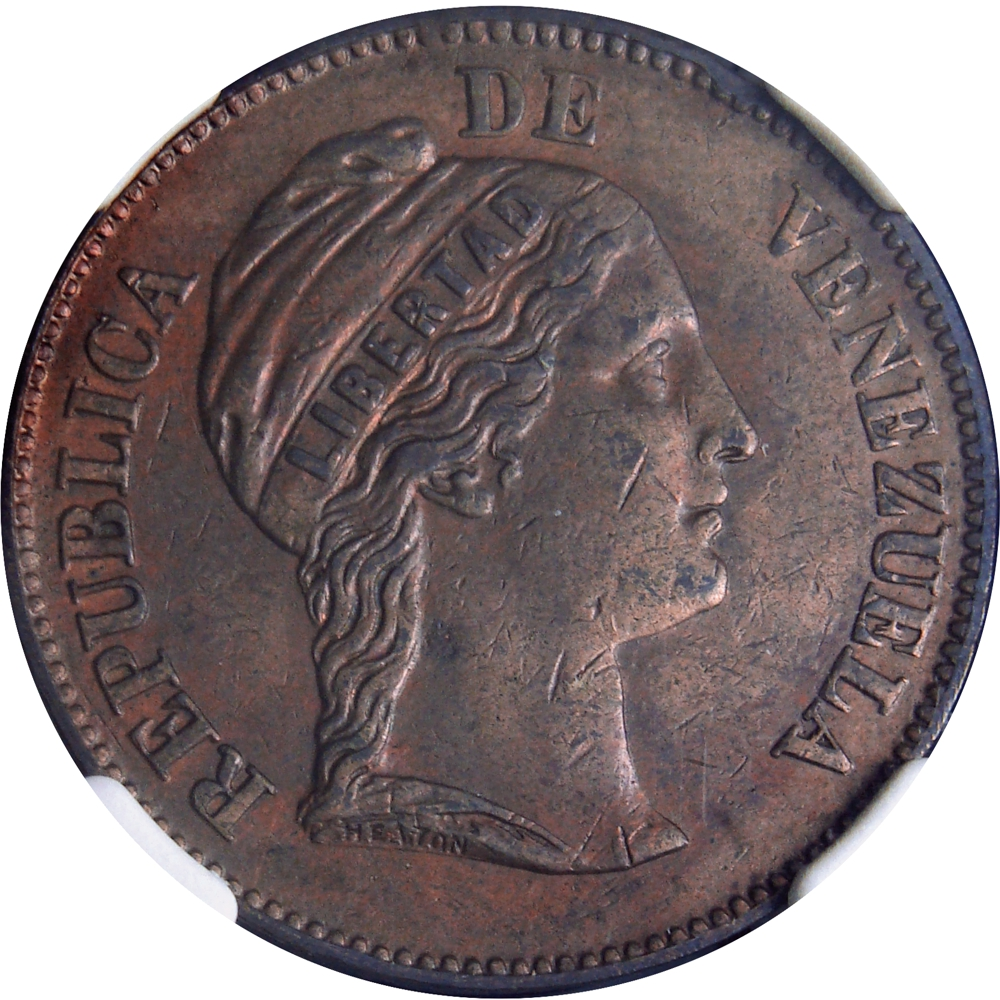 Libertad Moneda Centavo Monaguero 1862 NGC AU Details  - Numisfila