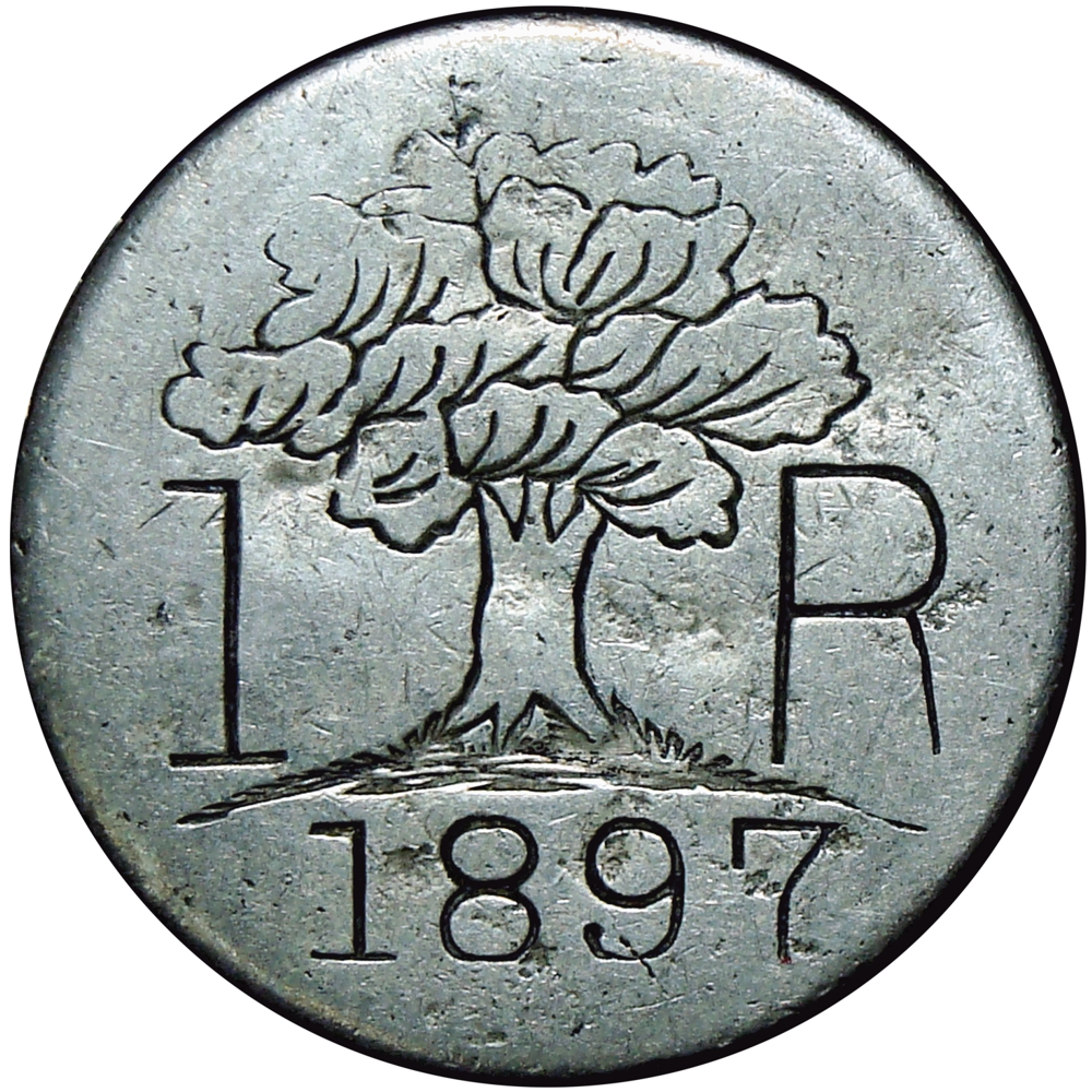 Ficha Hacienda Pedernales 1 Real 1897 Hernández Hermanos - Numisfila