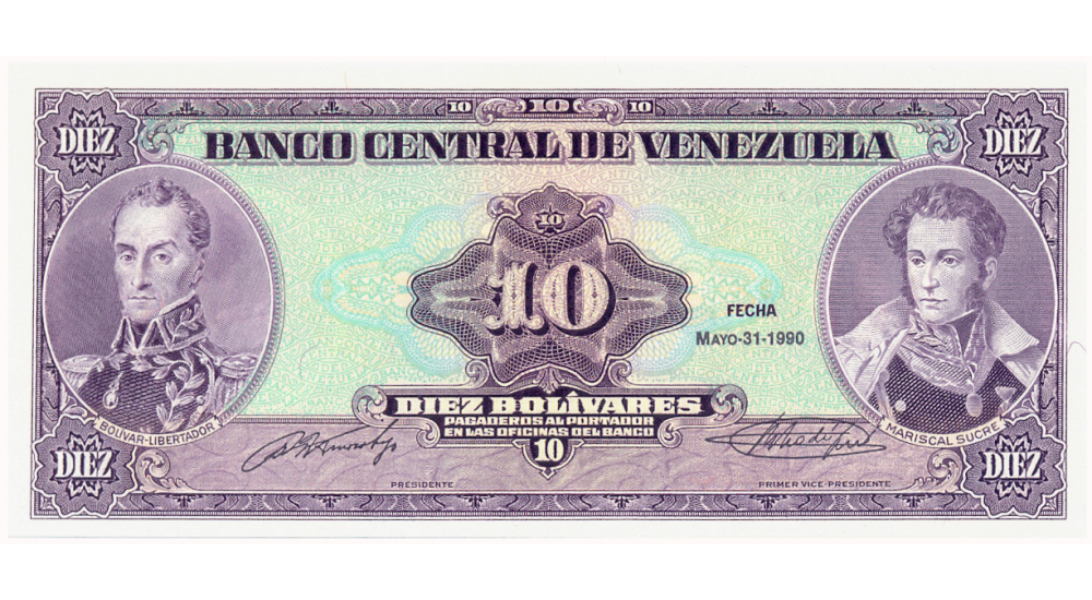 Error Billete 10 Bolívares 1990 Sin Serial - Numisfila
