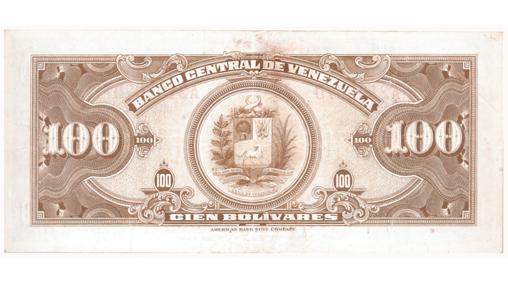 Billete 100 Bolívares Mayo 1947 A7 Serial A2196670  - Numisfila