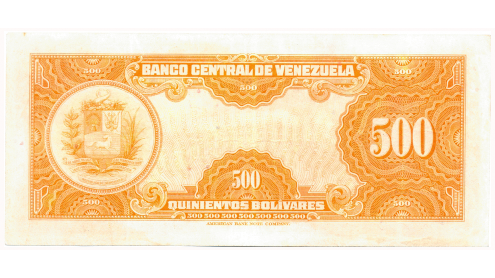 Billete 500 Bolívares 1967 Difícil B7 Serial B2986687  - Numisfila