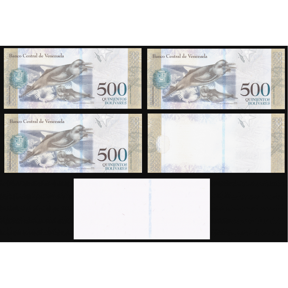 Set 5 Pruebas Progresivas Impresión Billete 500 Bolívares 2017  - Numisfila