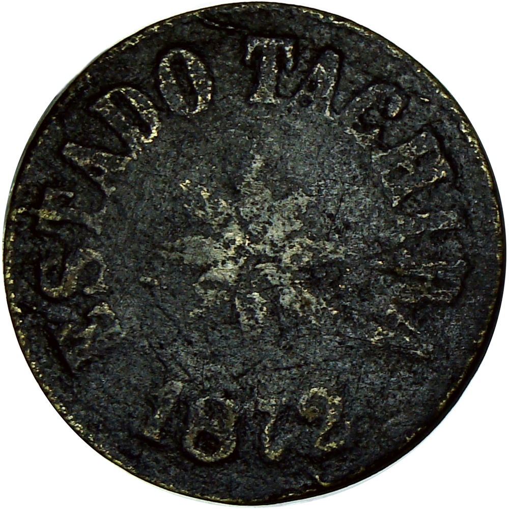 Estado Táchira 2 Reales 1872, tipo "R." debajo del 2 San Cristóbal  - Numisfila