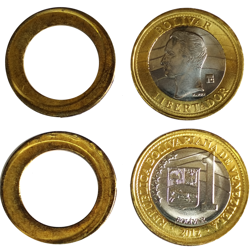 Prueba Canto Anillo No Aprobado Moneda Bolívar 2012 - Numisfila
