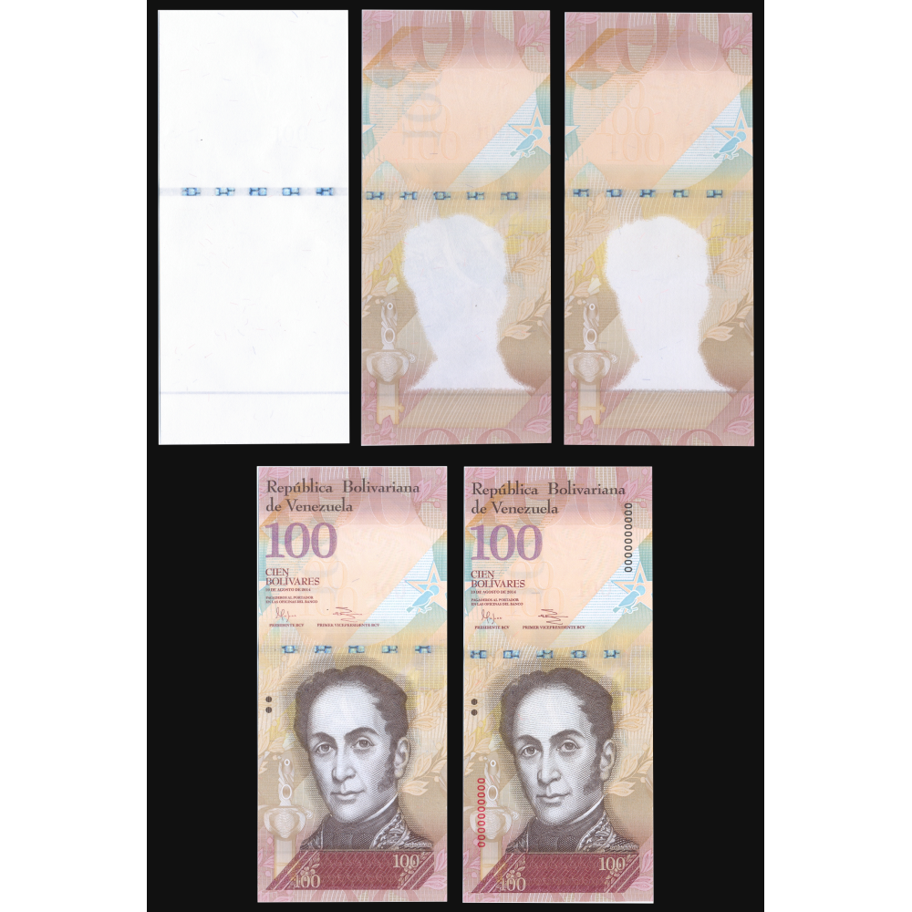 Set 5 Pruebas Progresivas Billete 100 Bolívares 2014 - Numisfila