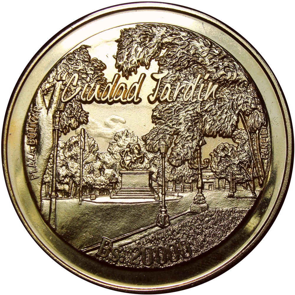 Moneda 20.000 Bolívares 2001 Maracay, Ciudad Jardín 300 años - Numisfila