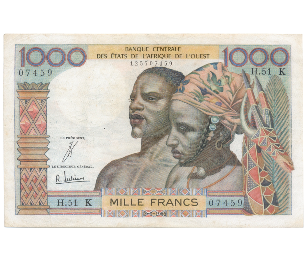 Billete África Occidental 1000 Francs 1965 Senegal - Numisfila