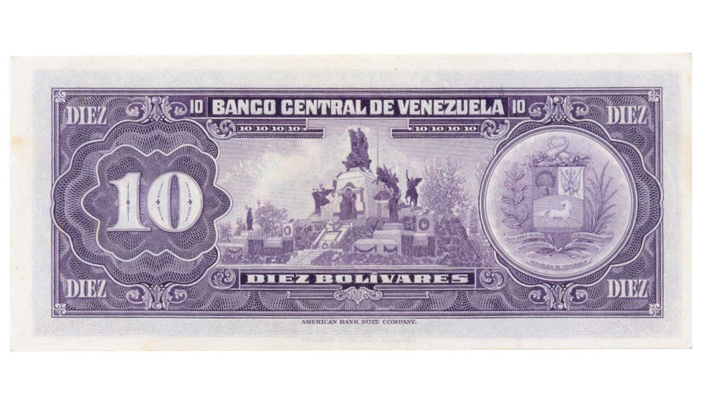 Billete 10 Bolívares 1974 Buen T7 Serial T9468569  - Numisfila
