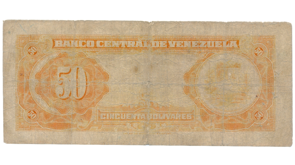 Muy Raro Billete 50 Bolívares Febrero 6 1941 Serial A040005  - Numisfila