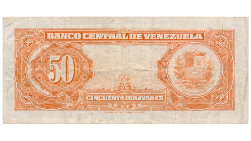 Billete 50 Bolívares 1954 D7 Serial D1030833  - Numisfila
