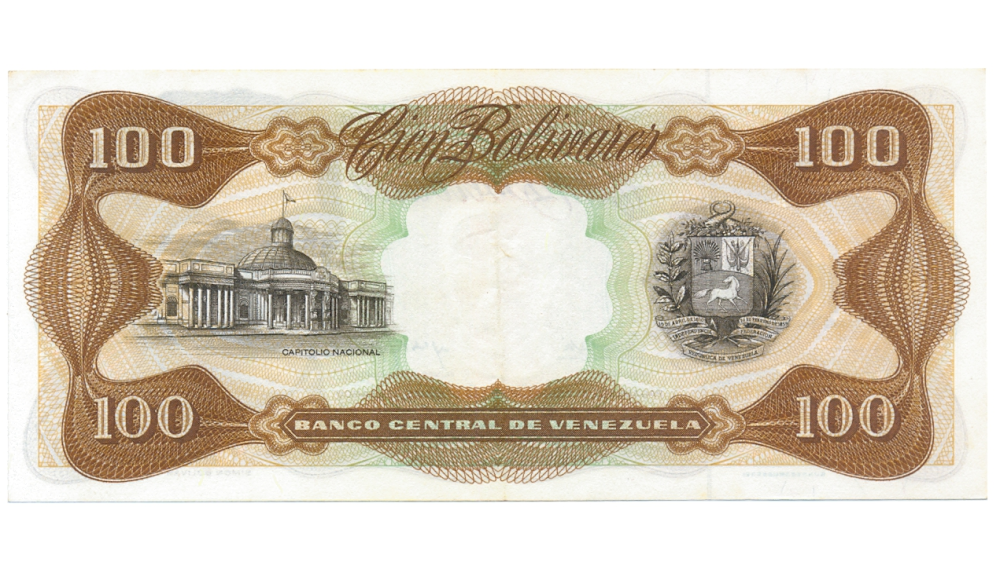 Billete 100 Bolívares 1972 C7 Serial Rojo C3515547  - Numisfila