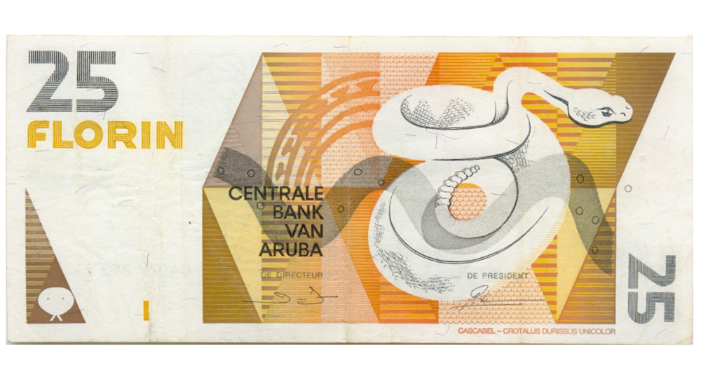 Billete Aruba 25 Florin 1990 Cascabel - Numisfila