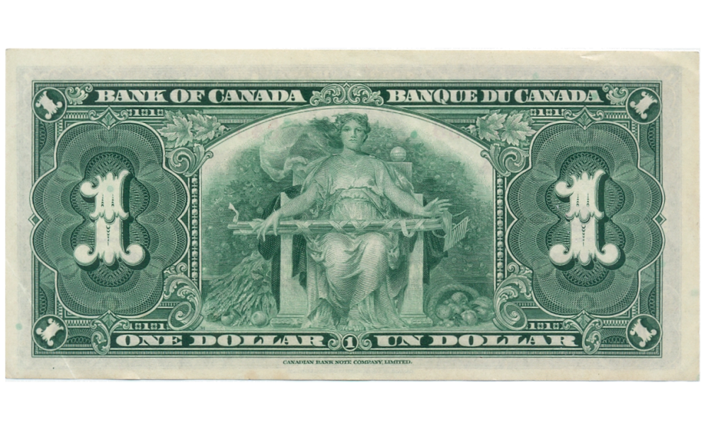 Canadá Billete One Dolar 1937-  Rey George V   - Numisfila
