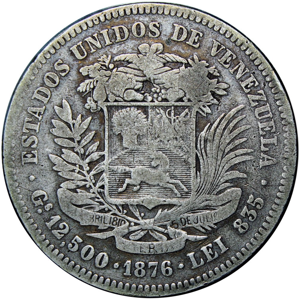 Escasa Moneda de Plata 50 Centavos 1876 - 5 Reales - Numisfila