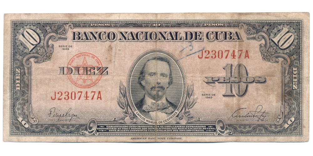 Billete Cuba 10 Pesos 1949  - Numisfila