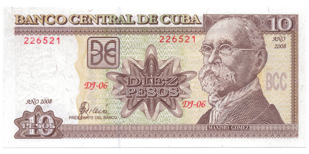 Billete Cuba 10 Pesos 2008  - Numisfila