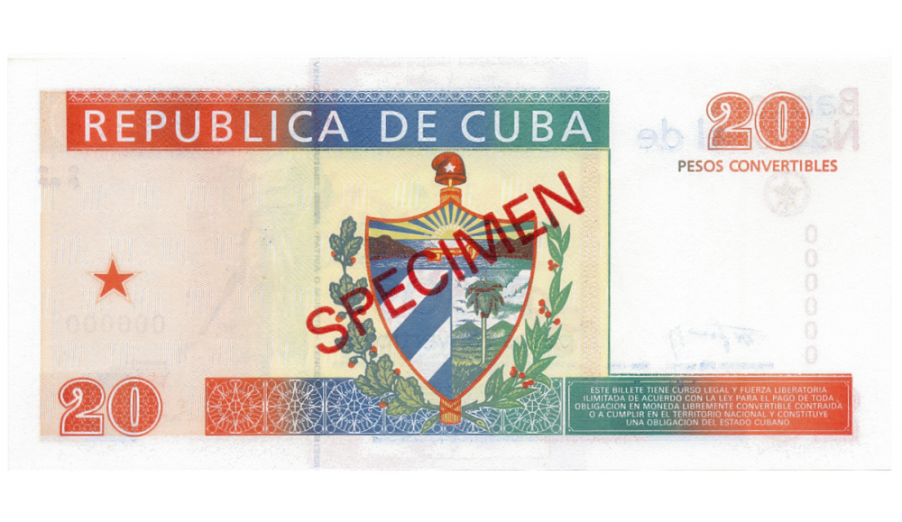 Billete Specimen Cuba 20 Pesos Convertibles 1994  - Numisfila