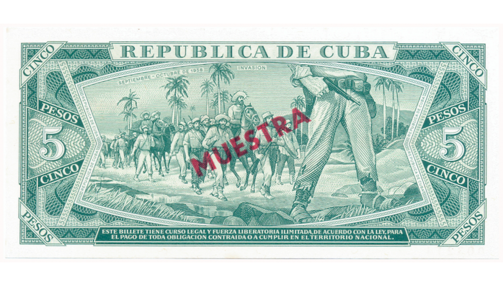 Billete Muestra Cuba 5 Pesos 1986 #003214 Antonio Maceo   - Numisfila