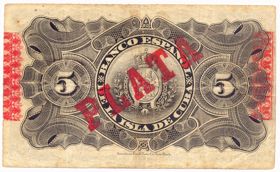 Billete Cuba 5 Pesos 1896 El Banco Español de la Isla de Cuba   - Numisfila
