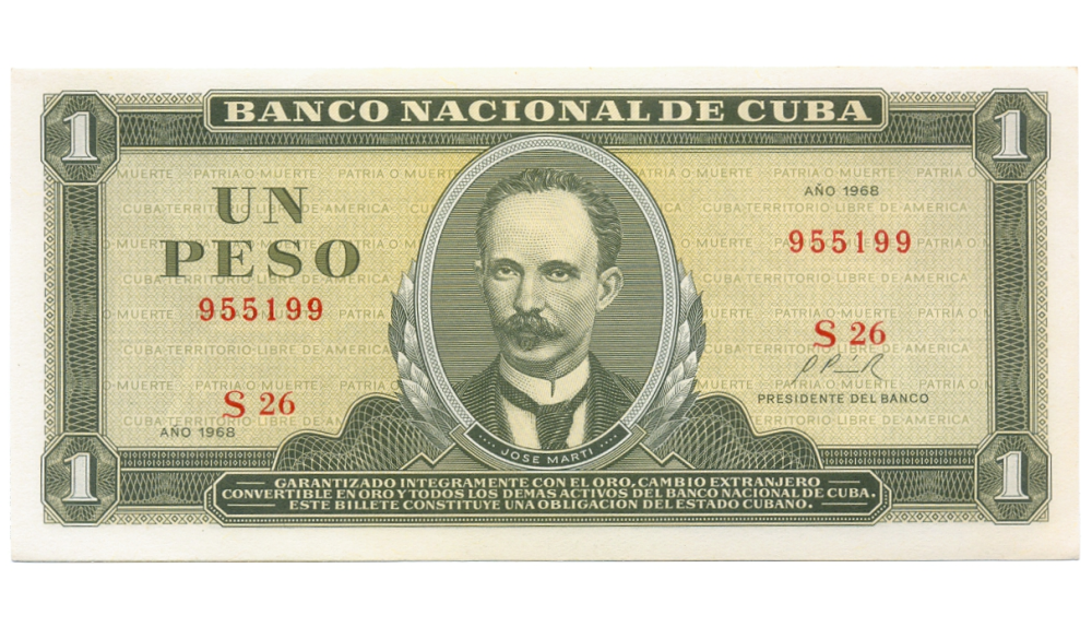 Billete Cuba 1 Peso 1968-1970 José Martí - Numisfila