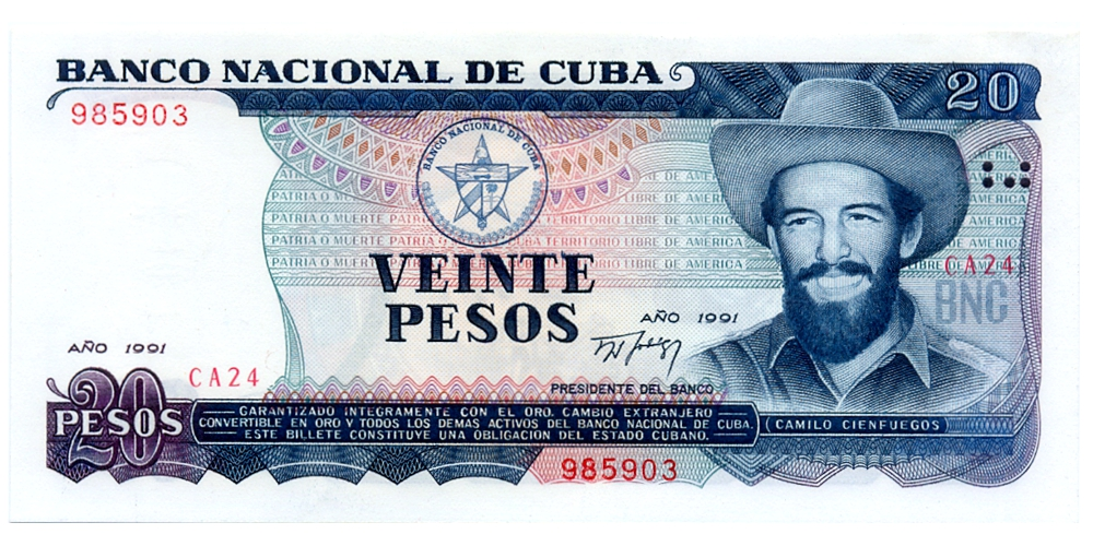 Billete Cuba 20 Pesos 1991 - Camilo Cienfuegos  - Numisfila