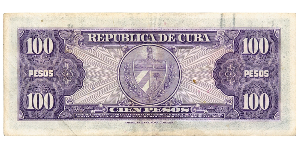 Billete 1ra República Cuba 100 Pesos 1950 - Francisco Aguilera  - Numisfila