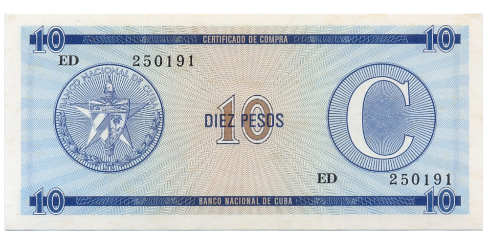 Cuba Billete Un Peso 1985 "C" - Certificado Cambio de Divisas  - Numisfila