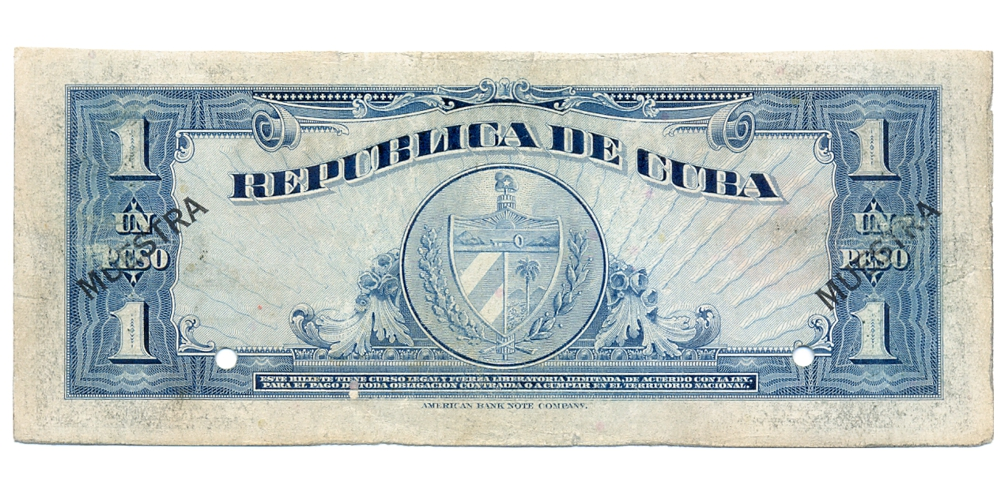 Billete Muestra Cuba 1 Peso 1960 - José Martí  - Numisfila