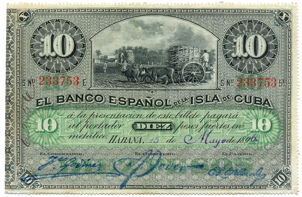 Cuba Billete 10 Pesos 1896 Banco Español de la Isla de Cuba - Numisfila