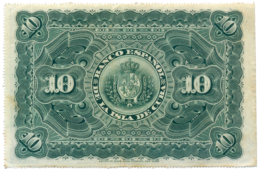Cuba Billete 10 Pesos 1896 Banco Español de la Isla de Cuba  - Numisfila