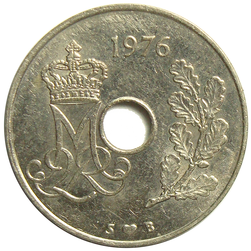 Moneda Dinamarca 25 Ore 1973-1976 Margarita II  - Numisfila