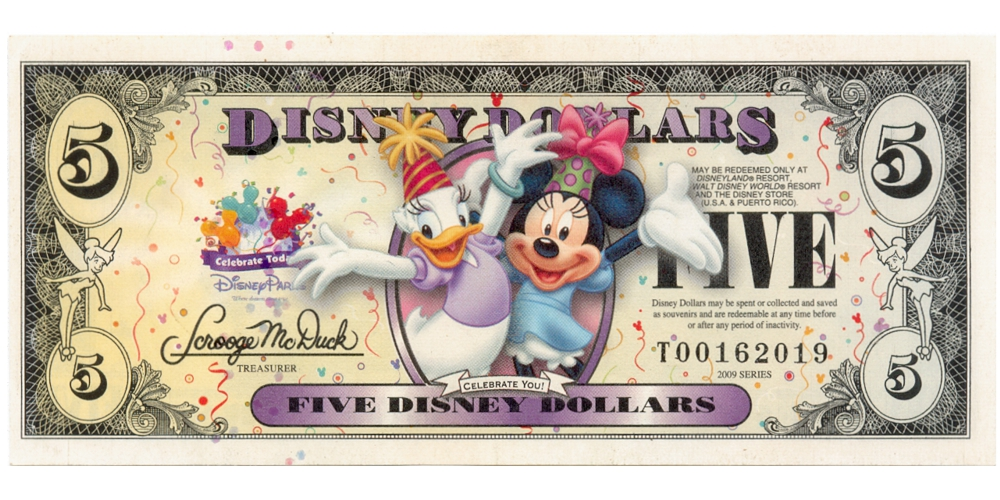 Billete Disney 5 Dollars 2009 - Minnie y Daisy  - Numisfila