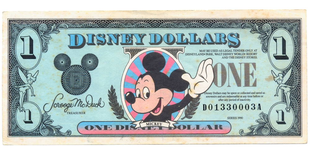 Billete Disney 1 Dólar 1990 Mickey Mouse - Numisfila