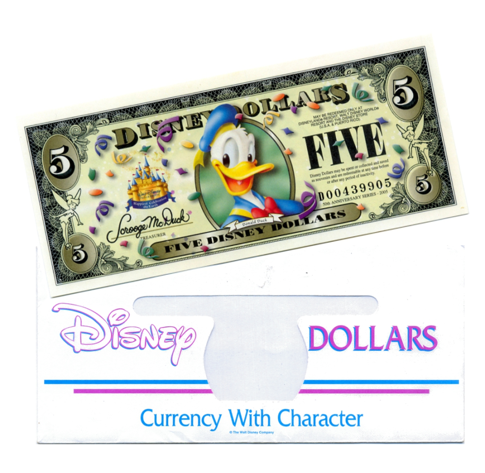 EE. UU. Disney Billete 5 Dollars 2005 Pato Donald Serial D00439905 - Vale Comercial - Numisfila