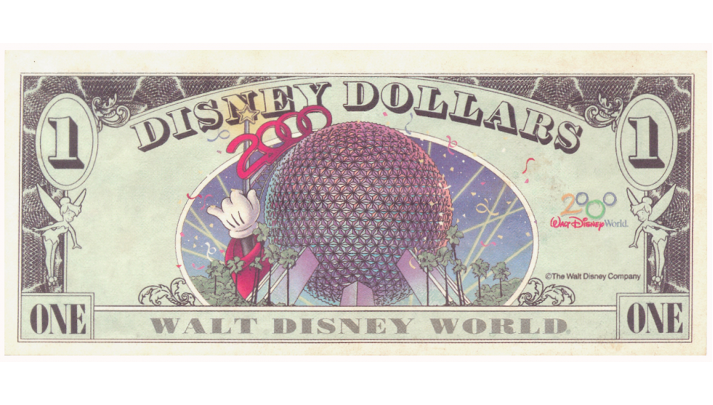 Billete Disney 1 Dólar 2000 Mickey Mouse y Esfera Epcot  - Numisfila