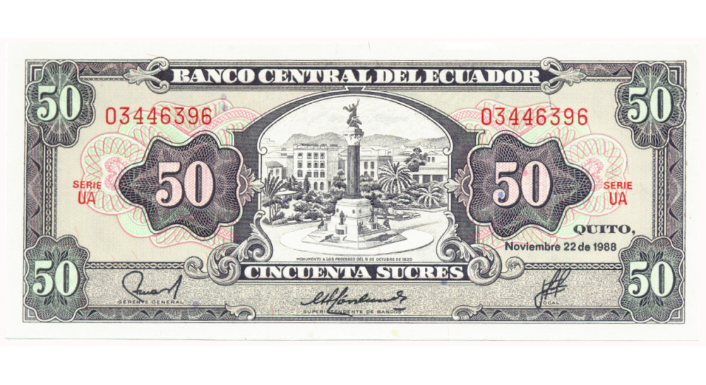 Billete Ecuador 50 Sucres 1988   - Numisfila