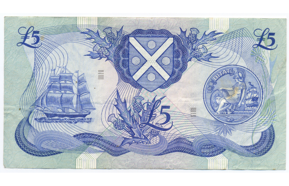 Billete Escocia 5 Pounds 1980 Sir Walter Scott  - Numisfila