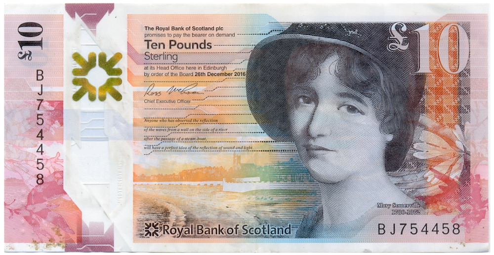 Billete Plástico Escocia 10 Pounds 2016 - María Somerville - Numisfila