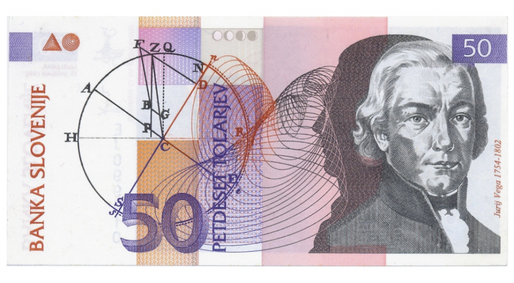 Billete Eslovenia 50 Tolarjev 1992 Jurij Vega - Numisfila
