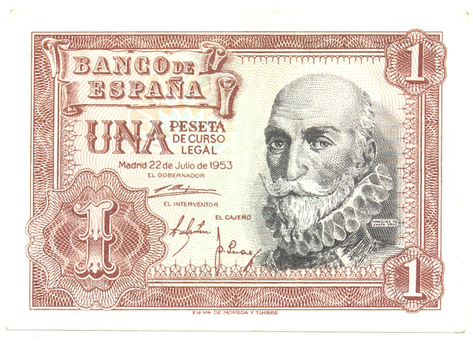Billete España 1 Peseta 1953 Marqués de Santa Cruz  - Numisfila