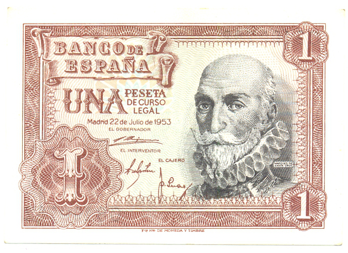Billete España 1 Peseta 1953 Marqués de Santa Cruz - Numisfila