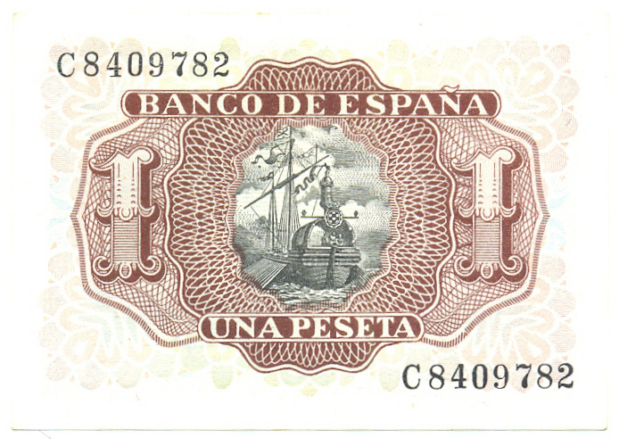 Billete España 1 Peseta 1953 Marqués de Santa Cruz  - Numisfila