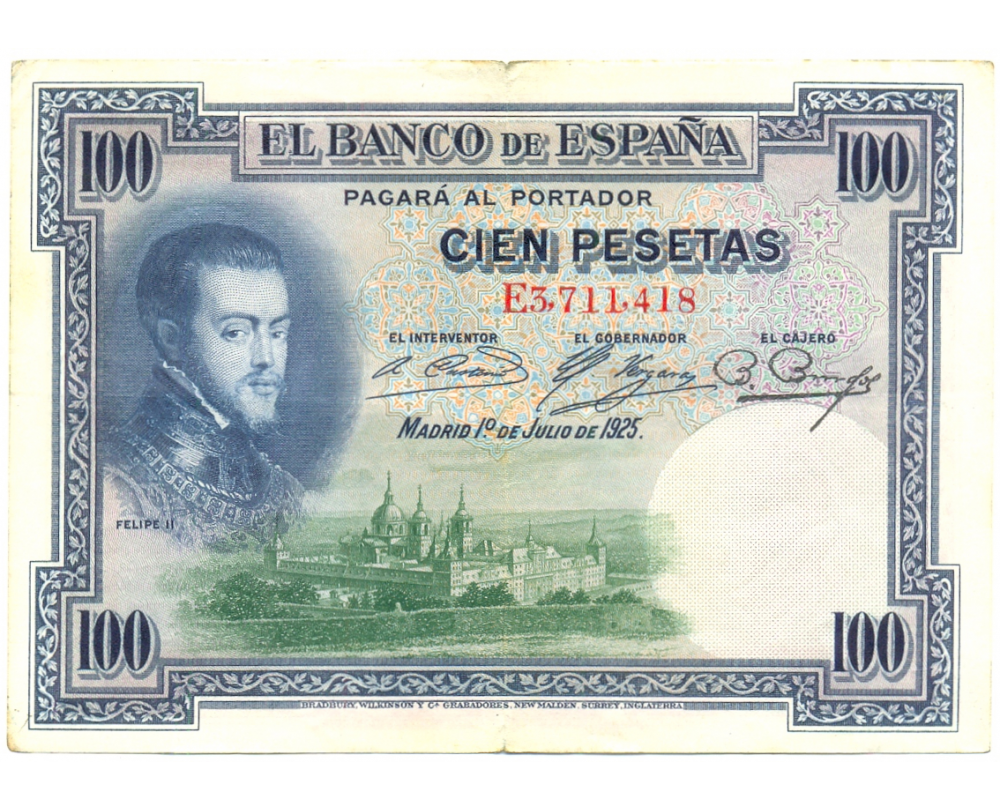 Billete España 100 Pesetas 1925 Felipe II  - Numisfila