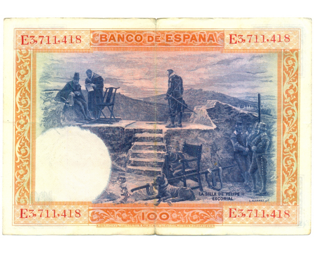 Billete España 100 Pesetas 1925 Felipe II  - Numisfila