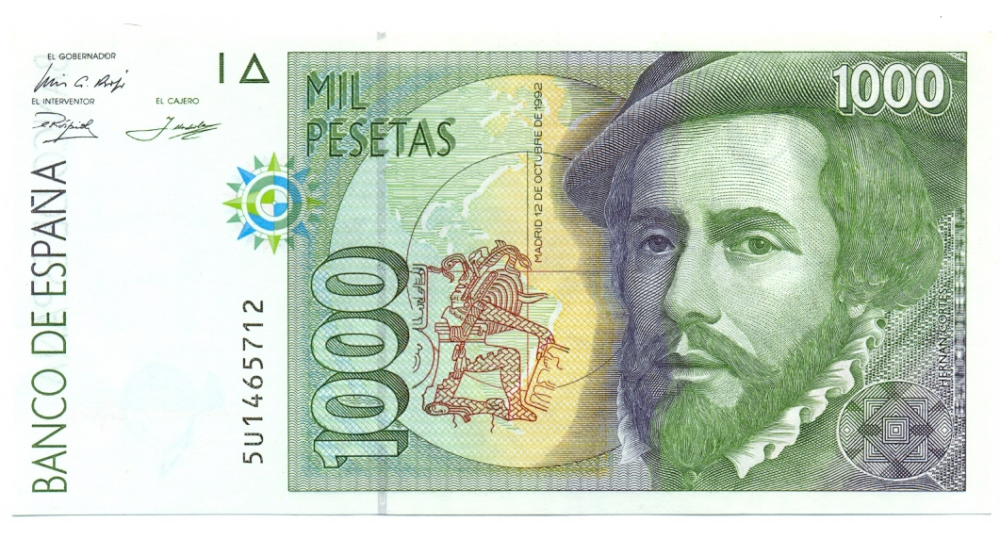 Billete España 1000 Pesetas 1992 Hernan Cortes y Francisco Pizarro  - Numisfila