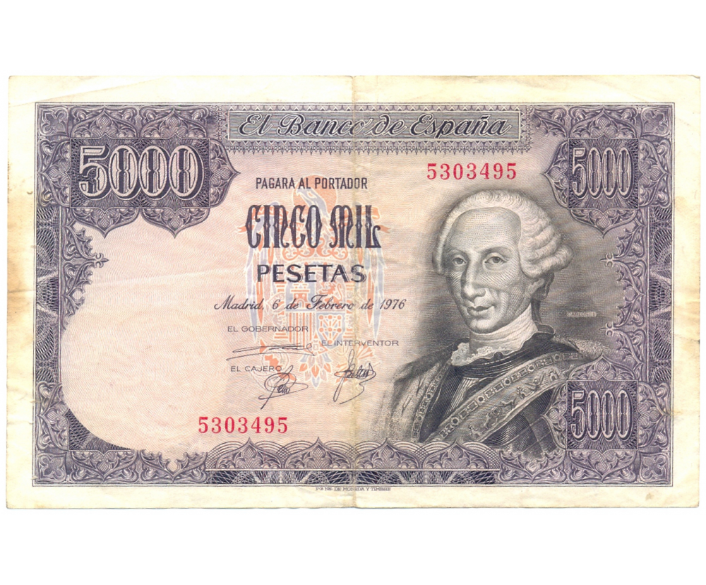 Billete España 5.000 Pesetas 1976 Carlos III - Numisfila